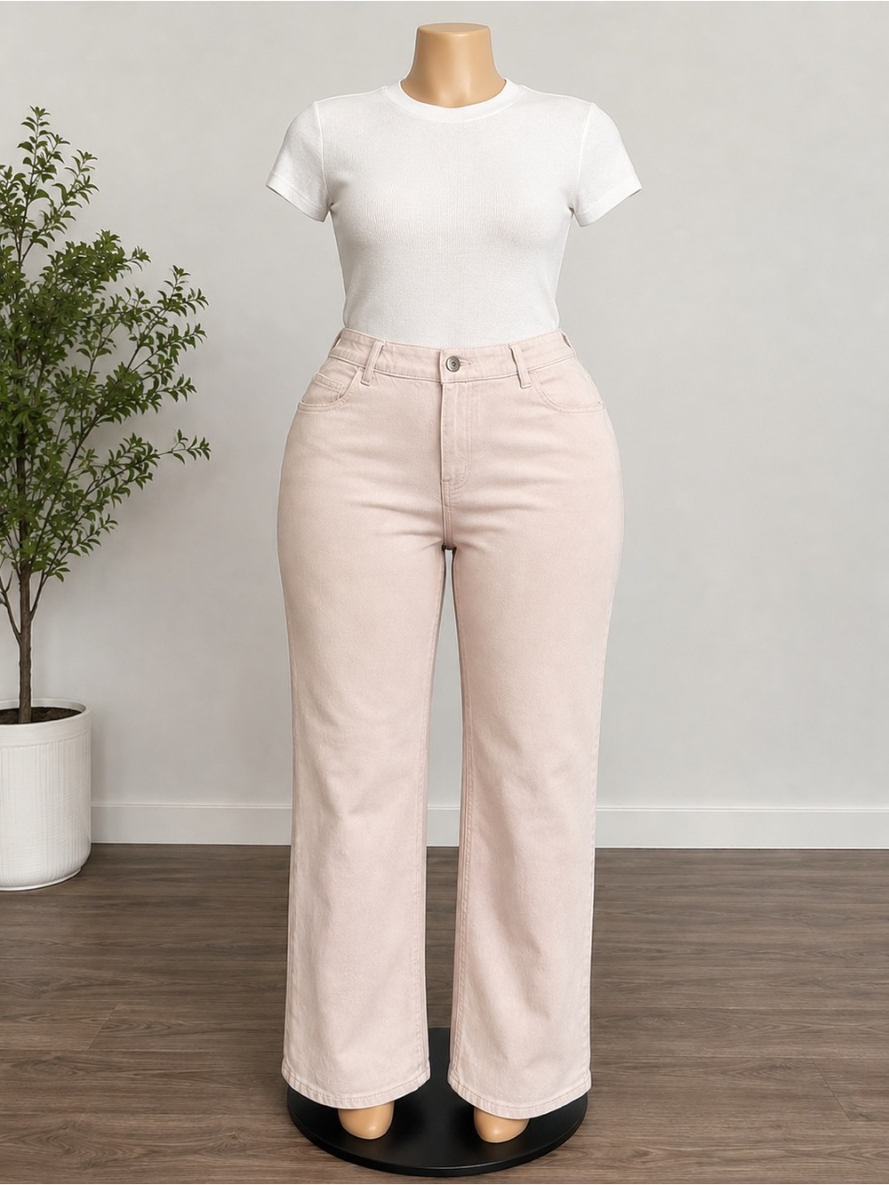 Everyday High-Rise Straight Leg Jeans - Blush